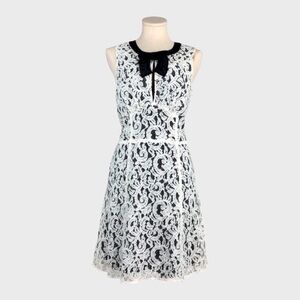 Victorias Secret White Lace Fit & Flare Dress with Black‎ Bow and Keyhole Back